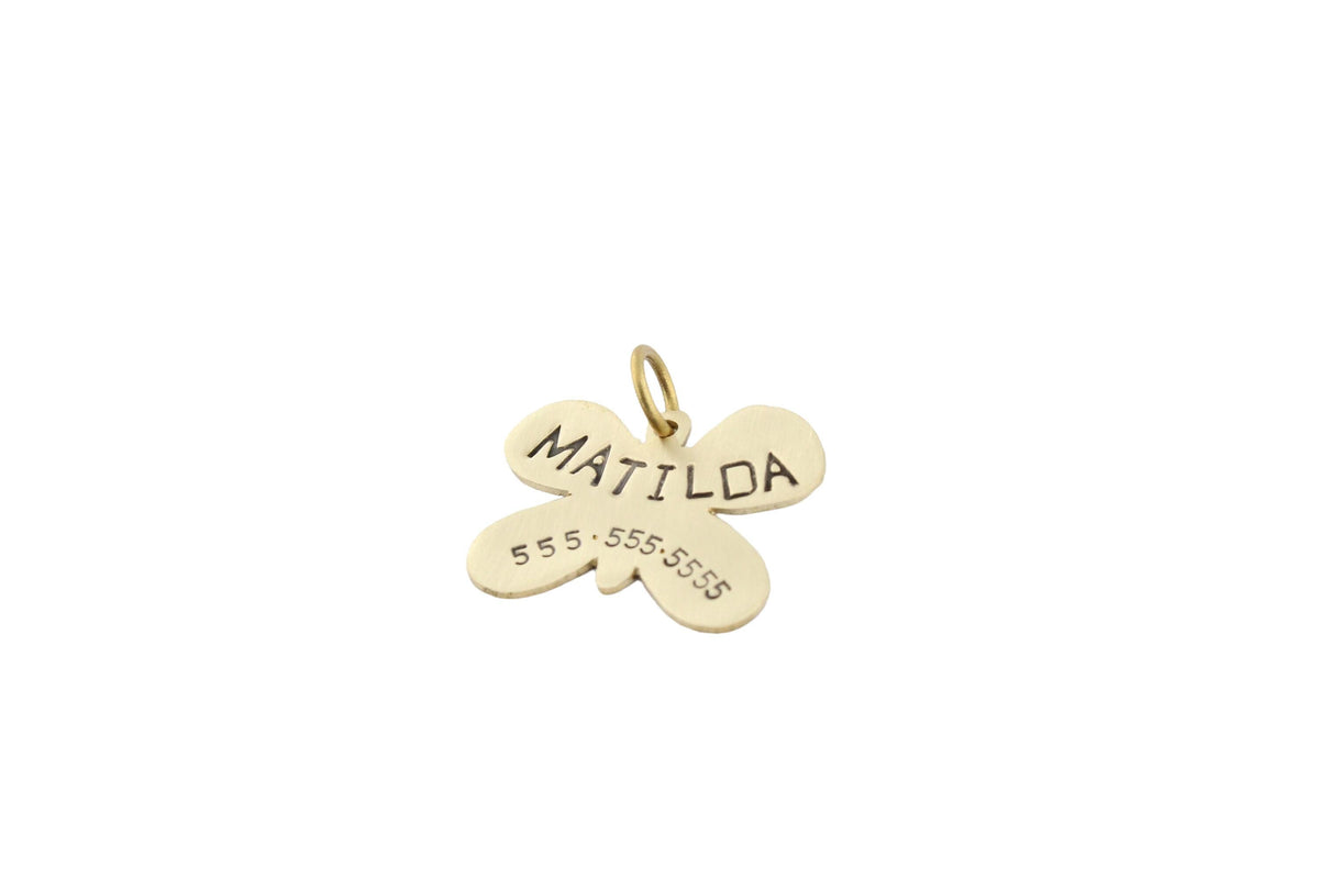 The Winged Grace Token | Artisan Butterfly Dog Tag & Custom Pet ID, alternate angle