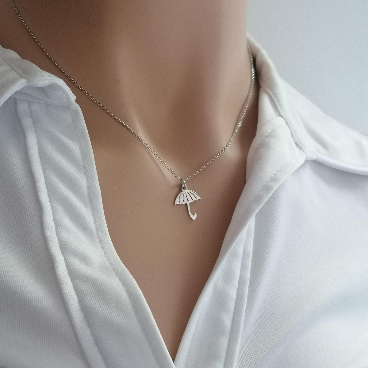 Dainty Umbrella Necklace | Protective Shield Talisman, front view