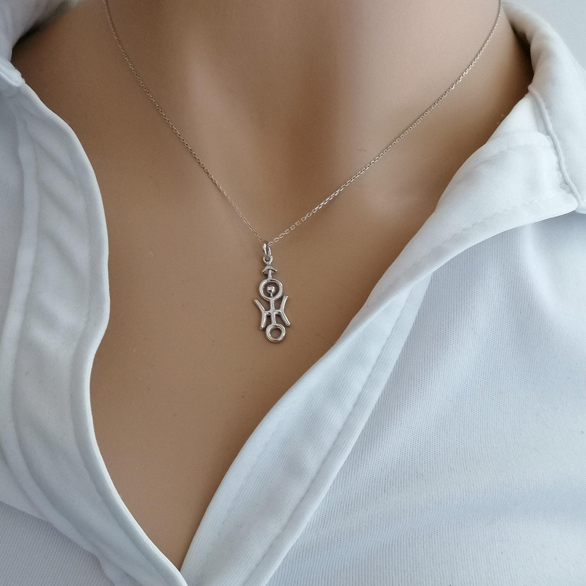Uranus Necklace | Aquarius Zodiac Talisman, front view