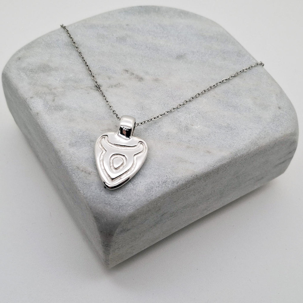 Taurus Moon Necklace | Double-Sided Zodiac Pendant, alternate angle