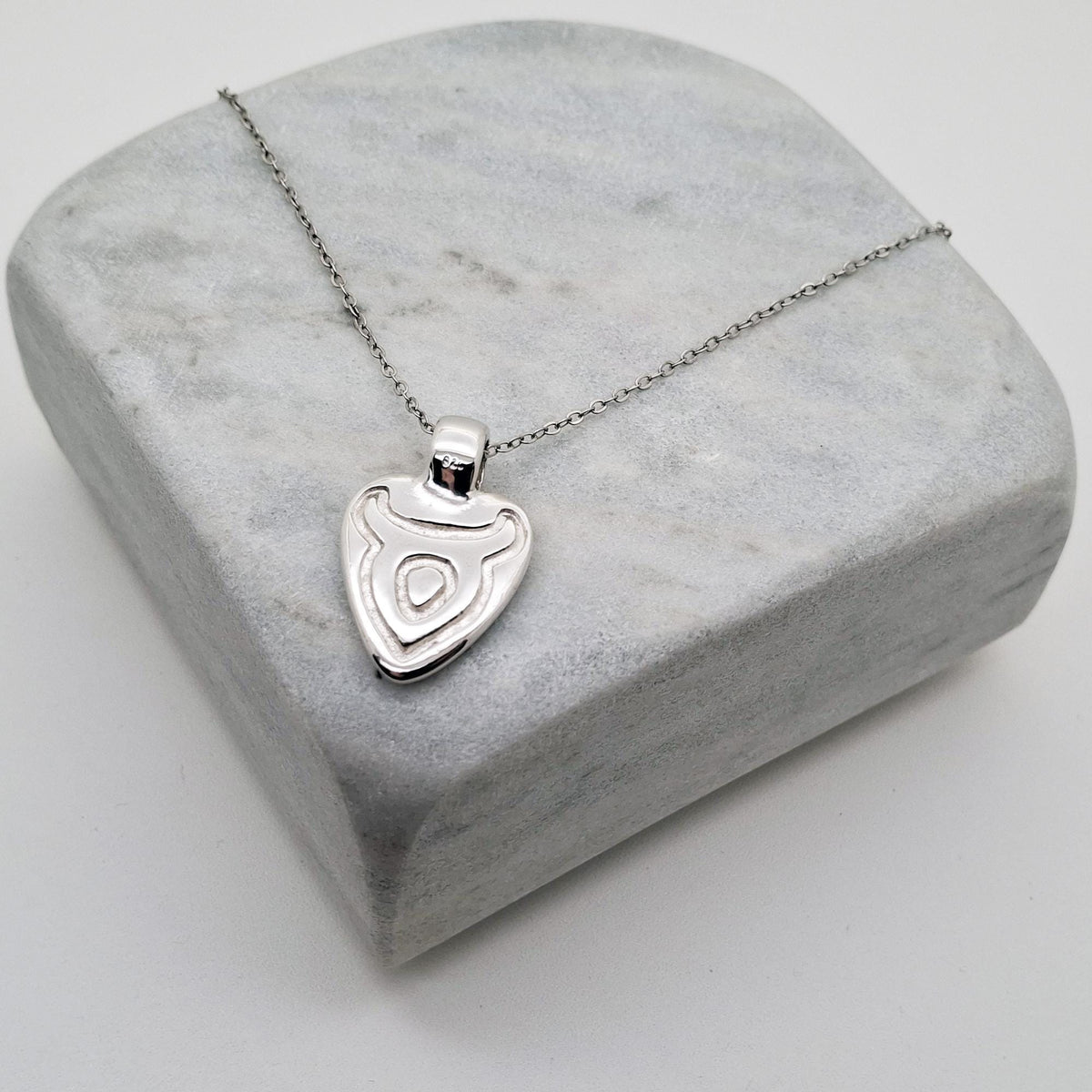 Taurus Moon Necklace | Double-Sided Zodiac Pendant, alternate angle