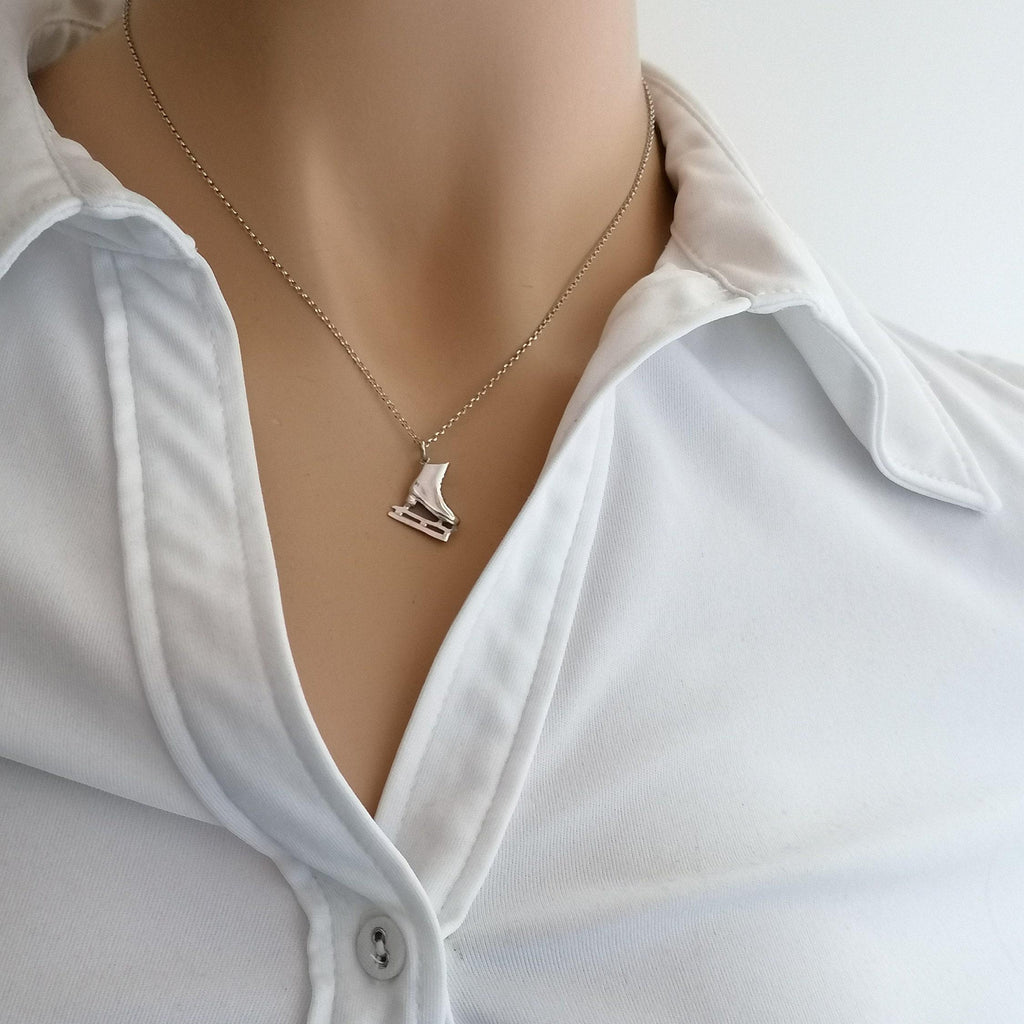 Figure Skater Necklace | Ice Skate Charm, front view