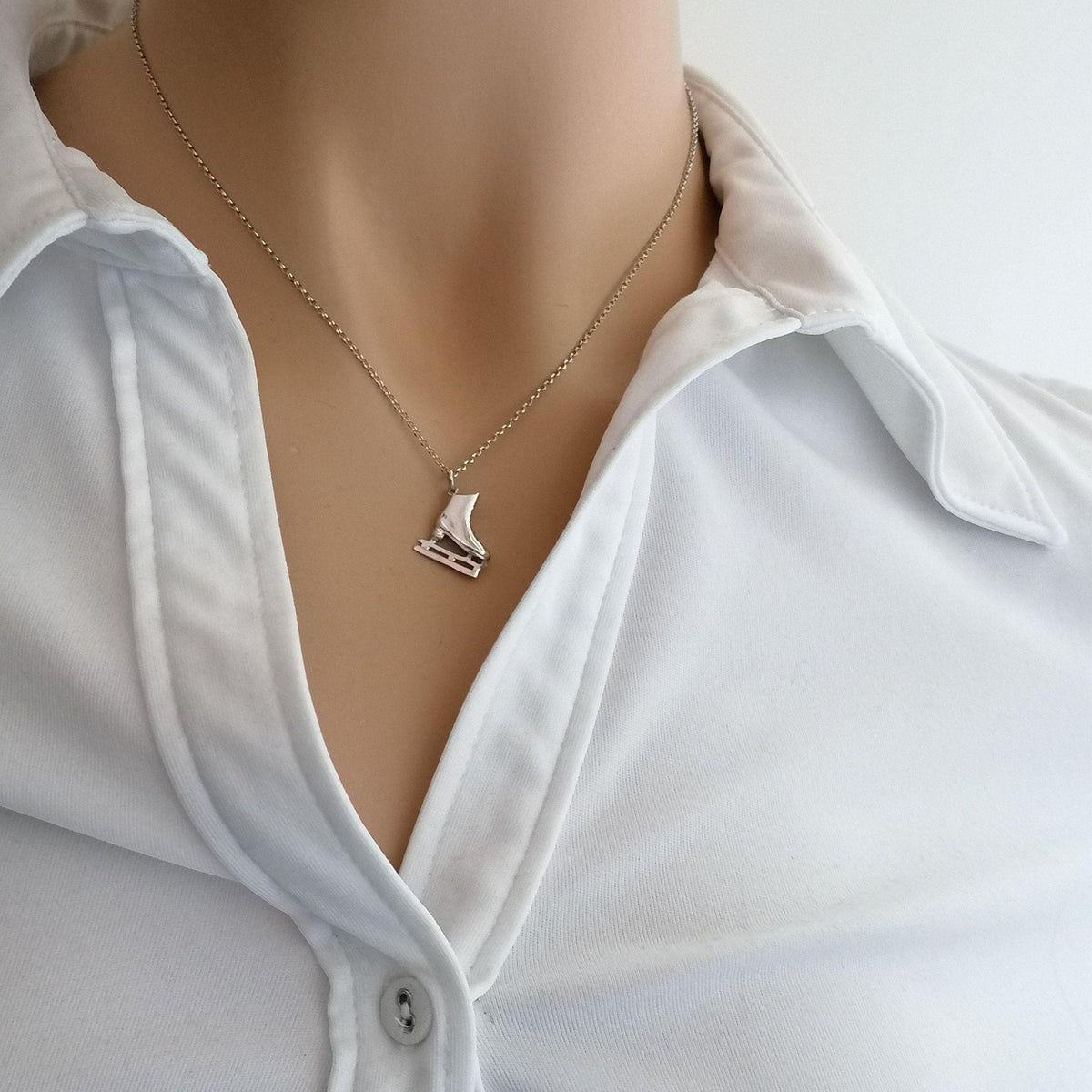 Figure Skater Necklace | Ice Skate Charm, front view