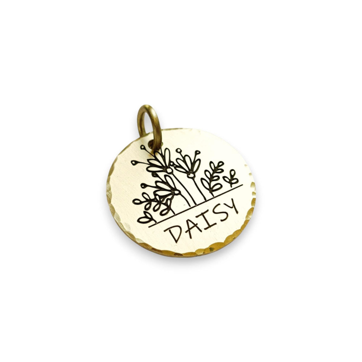 The Wildflower Bloom Token | Artisan Floral Pet ID & Custom Engraved Dog Tag, front view