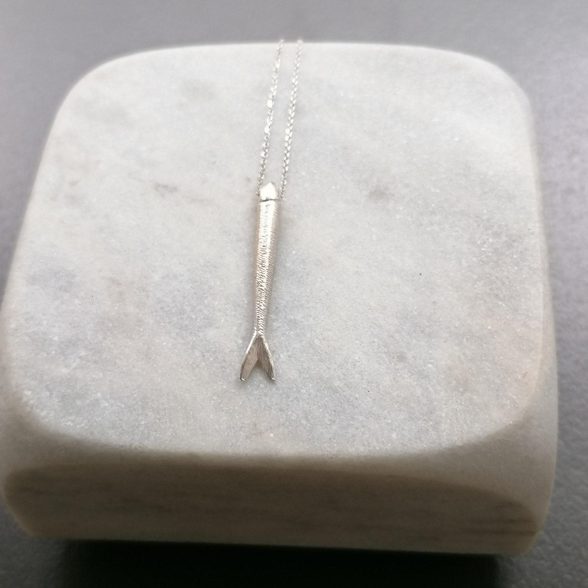 Sardine Necklace | Lucky Fish Talisman, close-up detail