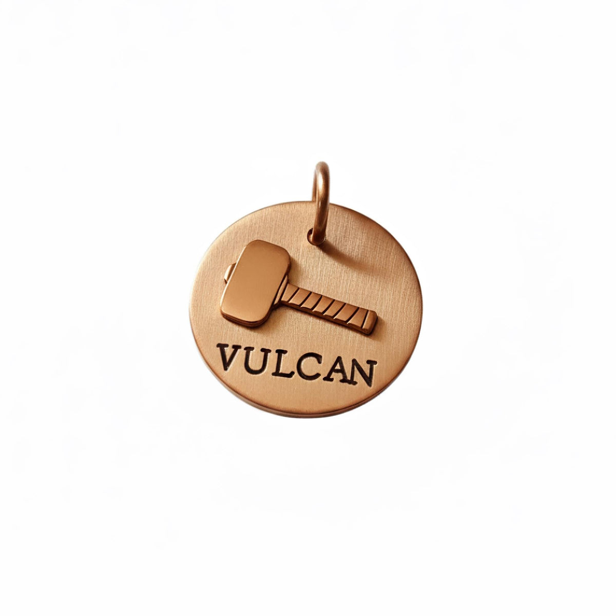 The Thunder-Forged Token | Artisan Hammer Pet ID & Custom Dog Tag, in Copper with Copper Top finish