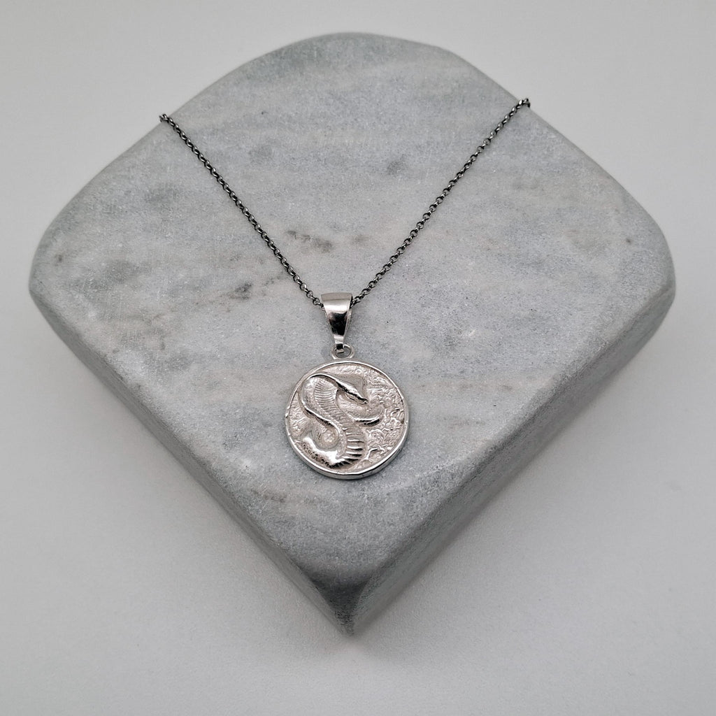 Cobra Medallion Necklace | Protective Talisman, alternate angle