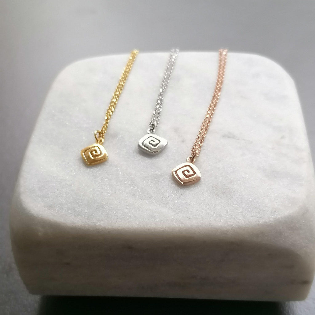 Spiral Necklace | Minimalist Small Sacred Geometry Pendant Sterling Silver | Cosmic Evolution Charm