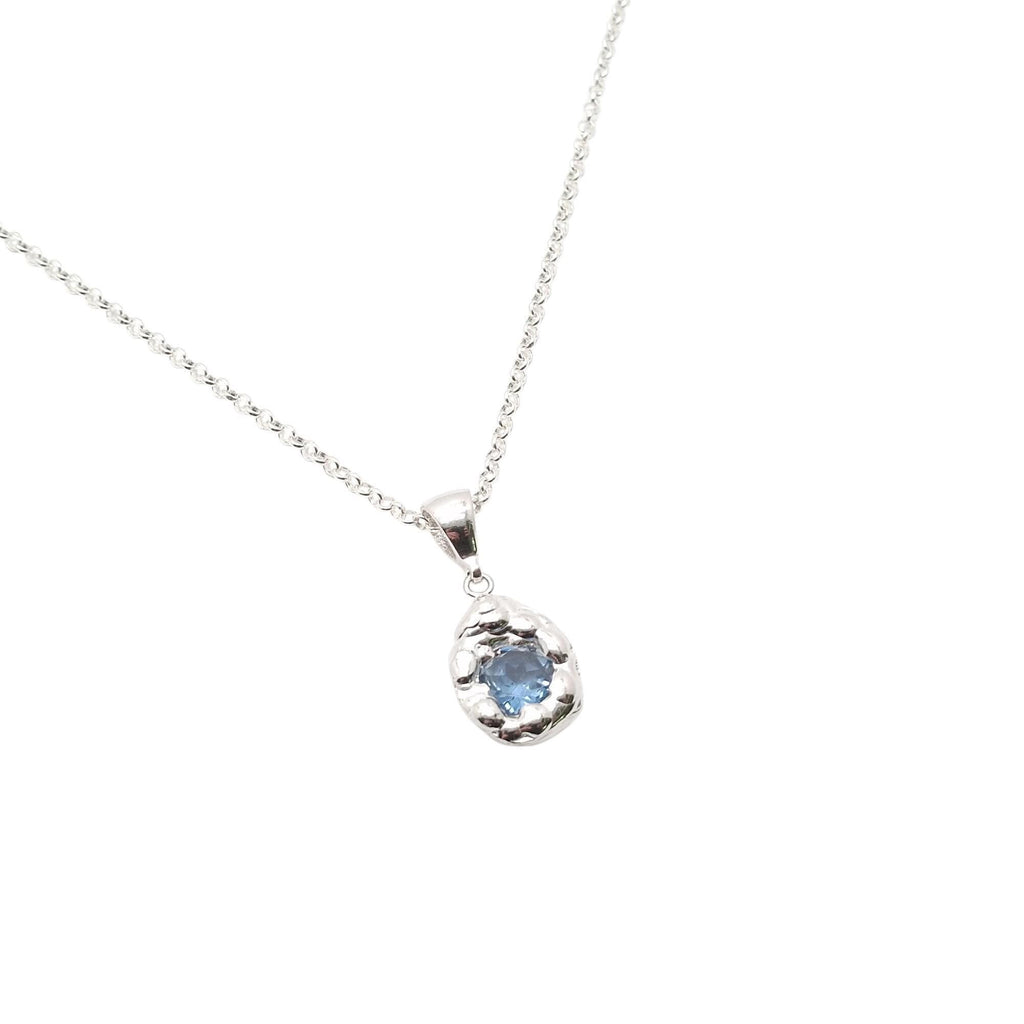 Free-Form Droplet Necklace | Light Blue CZ Talisman, styled view