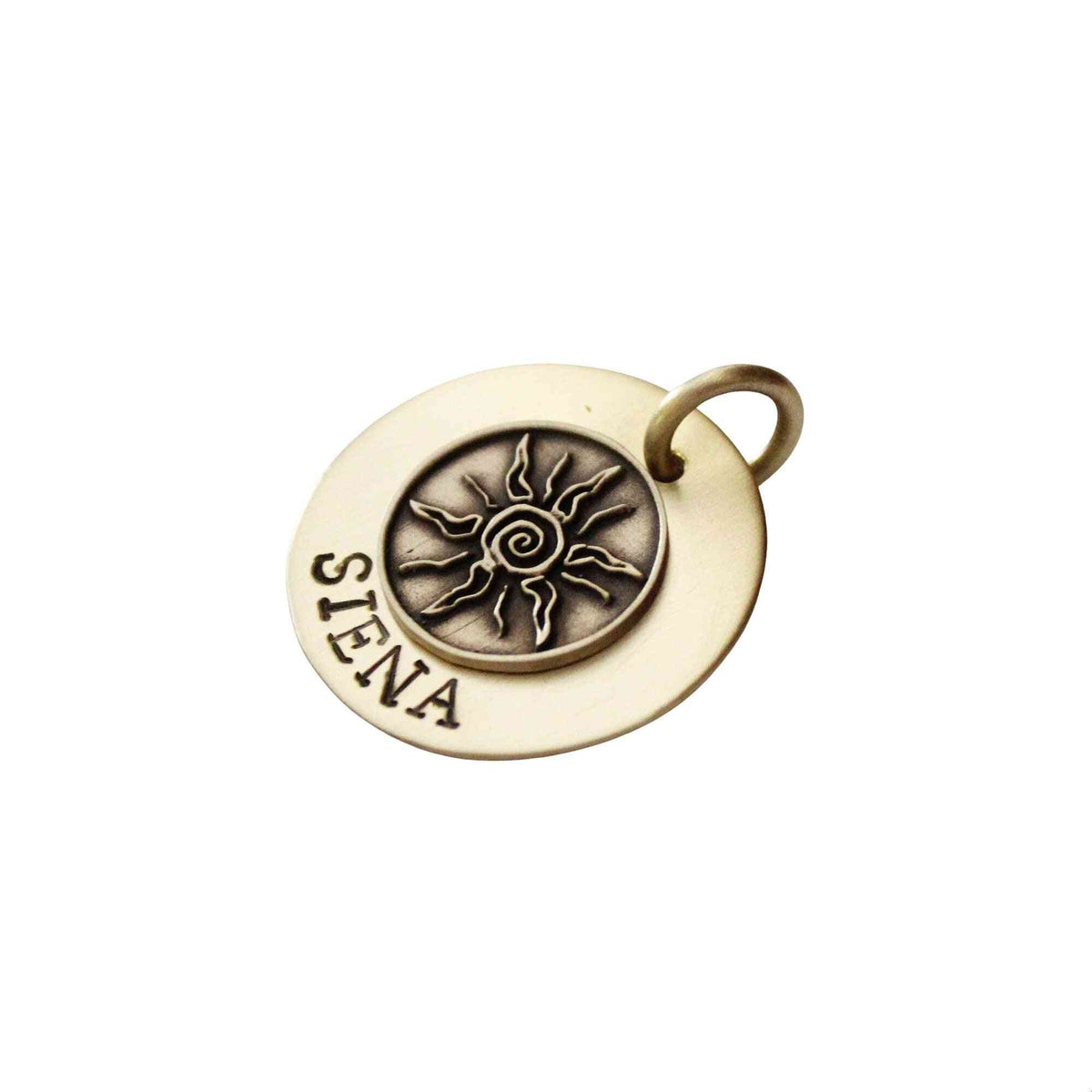 The Solstice Sigil | Artisan Tribal Sun Pet ID & Custom Engraved Dog Tag, styled view