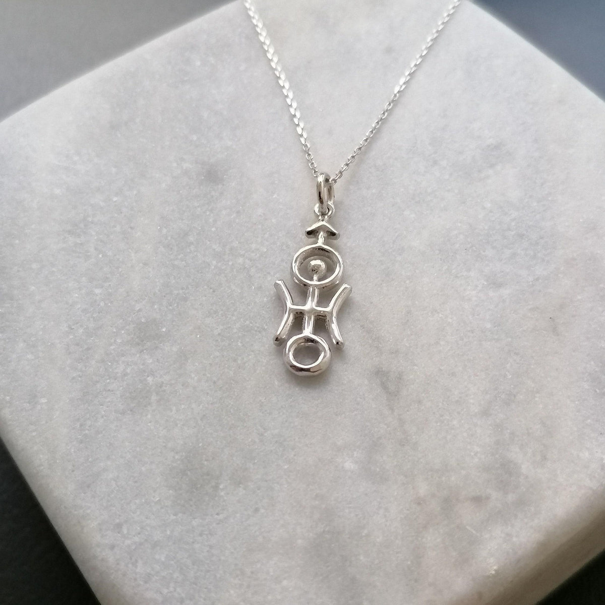 Uranus Necklace | Aquarius Zodiac Talisman, close-up detail