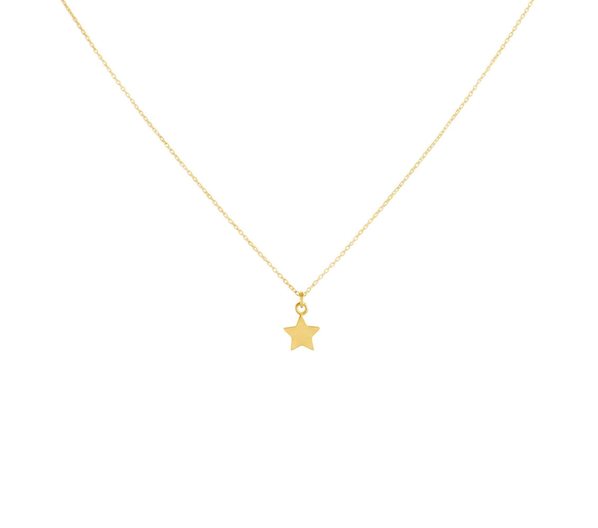 Star Necklace | Dainty Solid Gold Celestial Charm | Minimalist Wishing Star Pendant, front view