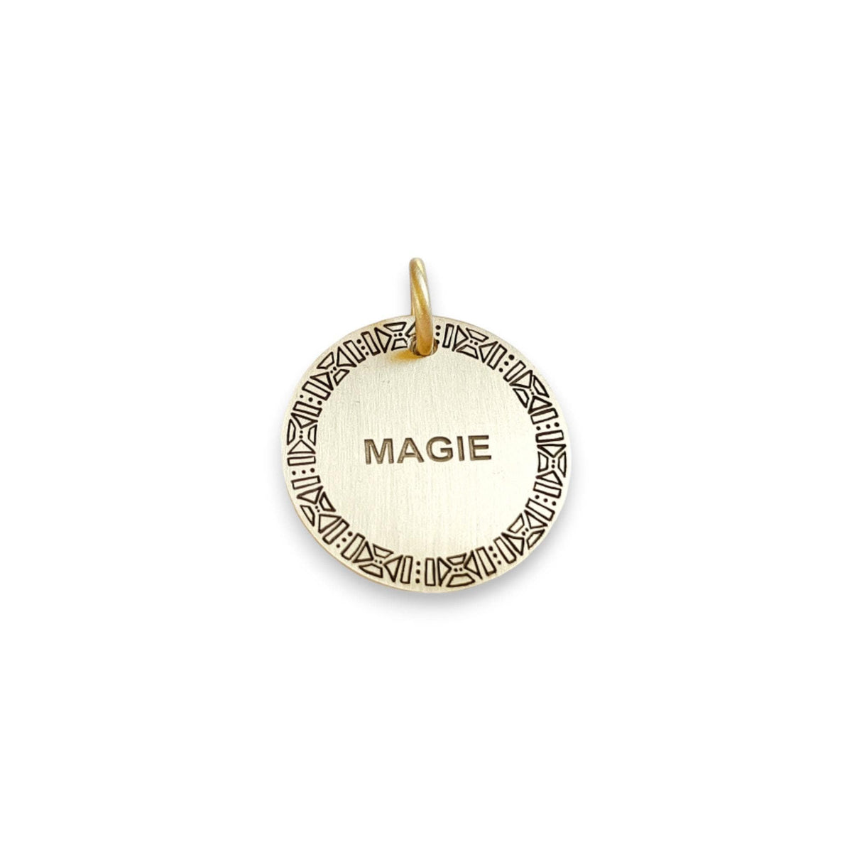 The Heritage Motif Token | Artisan Native Pattern Pet ID & Custom Engraved Dog Tag, front view