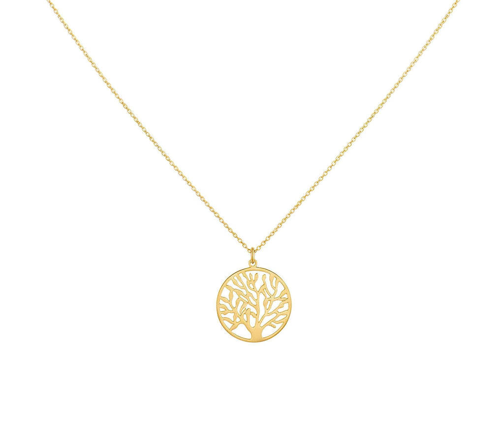 Tree of Life Pendant Necklace - Silver Celtic Family Symbol, in Yellow Gold Plated finish