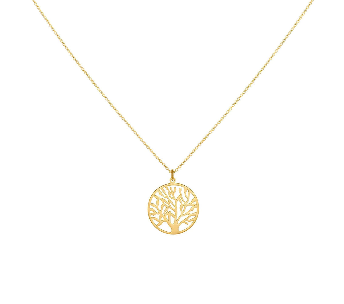 Tree of Life Pendant Necklace - Silver Celtic Family Symbol, in Yellow Gold Plated finish