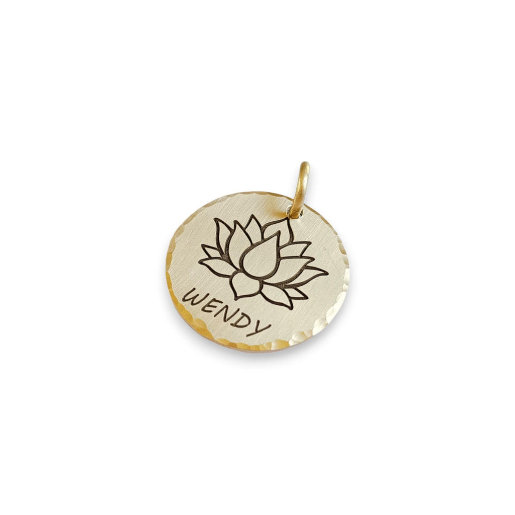 The Serene Lotus Token | Artisan Lotus Flower Pet ID & Custom Engraved Dog Tag, front view