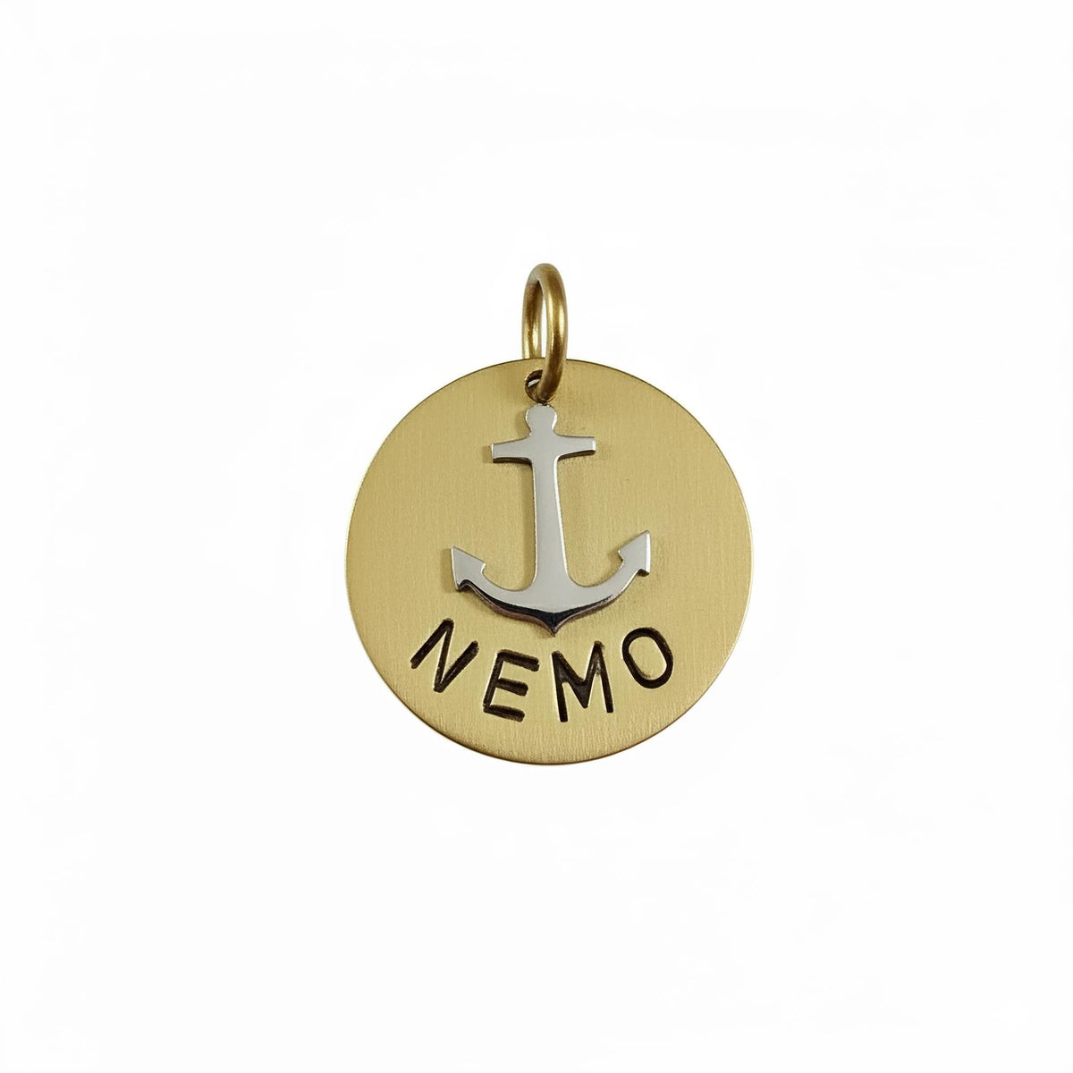 The Steadfast Anchor Token | Artisan Nautical Pet ID & Custom Tag, in Brass with Silver Top finish