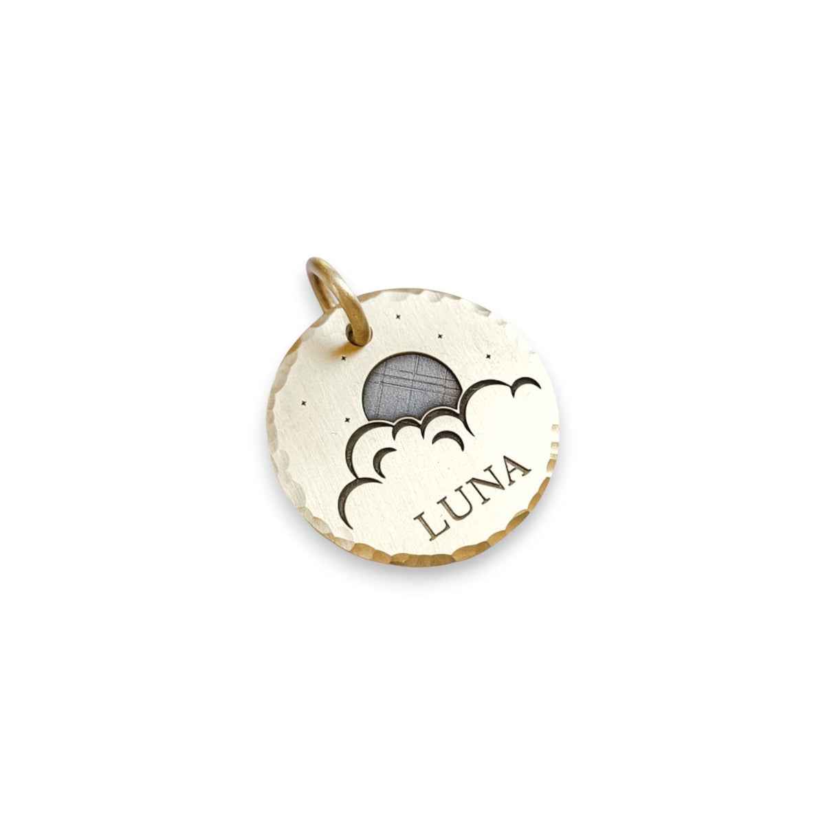The Ethereal Moon Token | Artisan Celestial Pet ID & Custom Engraved Dog Tag, front view