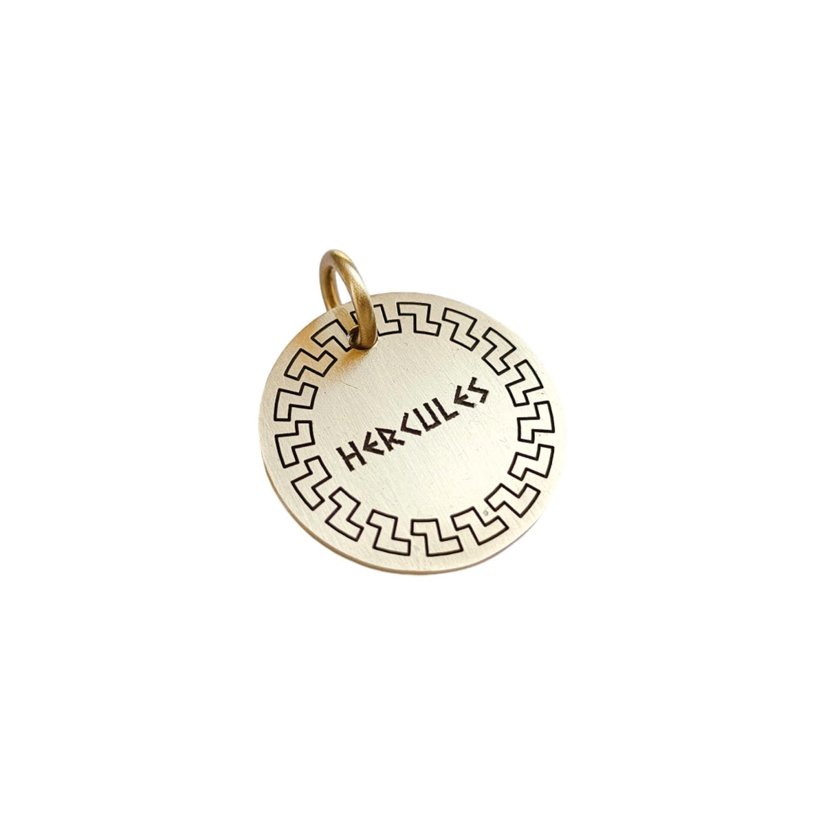 The Inscribed Greka Token | Artisan Hellenic Pet ID & Custom Engraved Greek Dog Tag, alternate angle