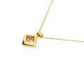 Rhombus Pendant Necklace | Yellow CZ Geometric Talisman, in Yellow Gold Plated finish
