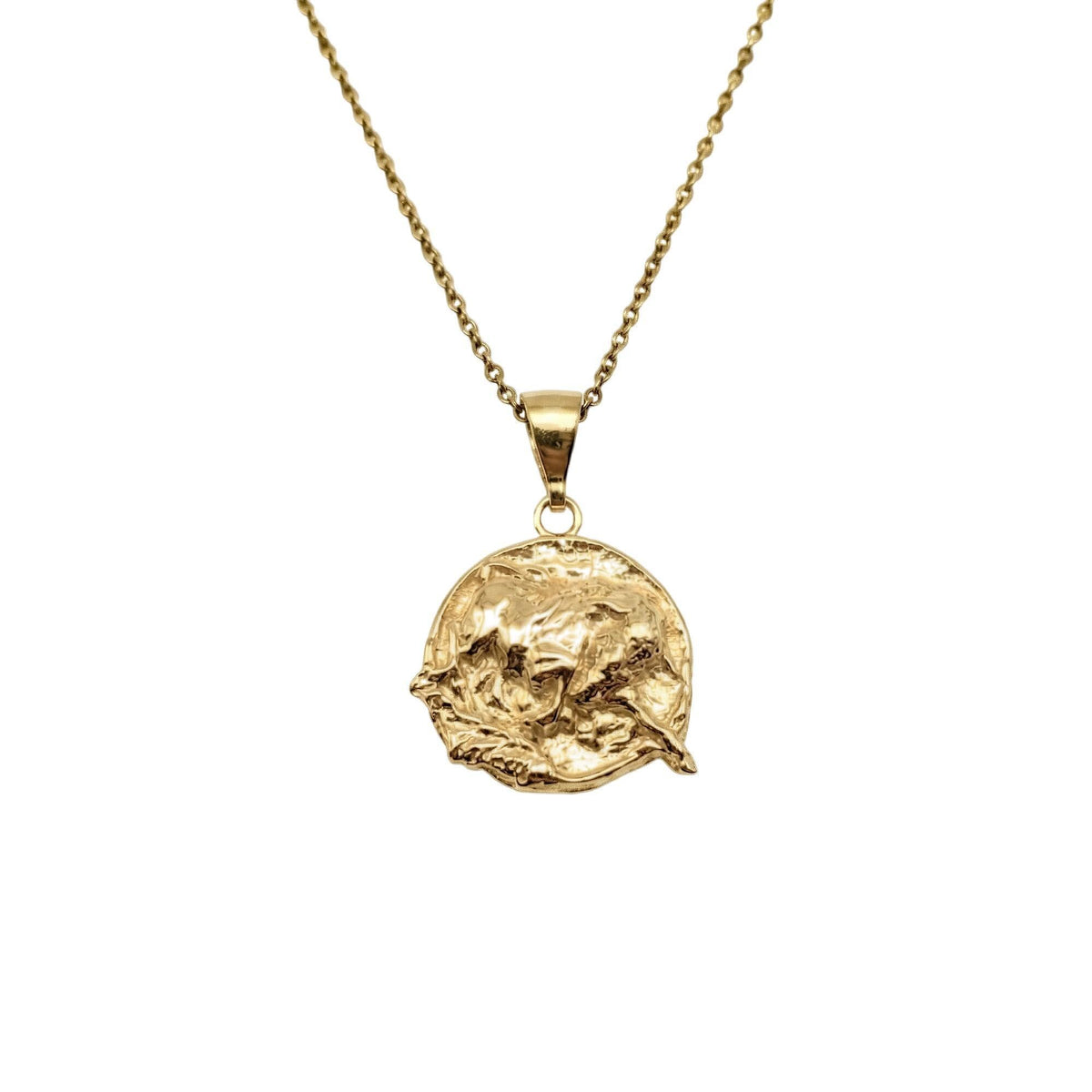 Bull Medallion Necklace | Strength & Resilience Talisman, alternate angle