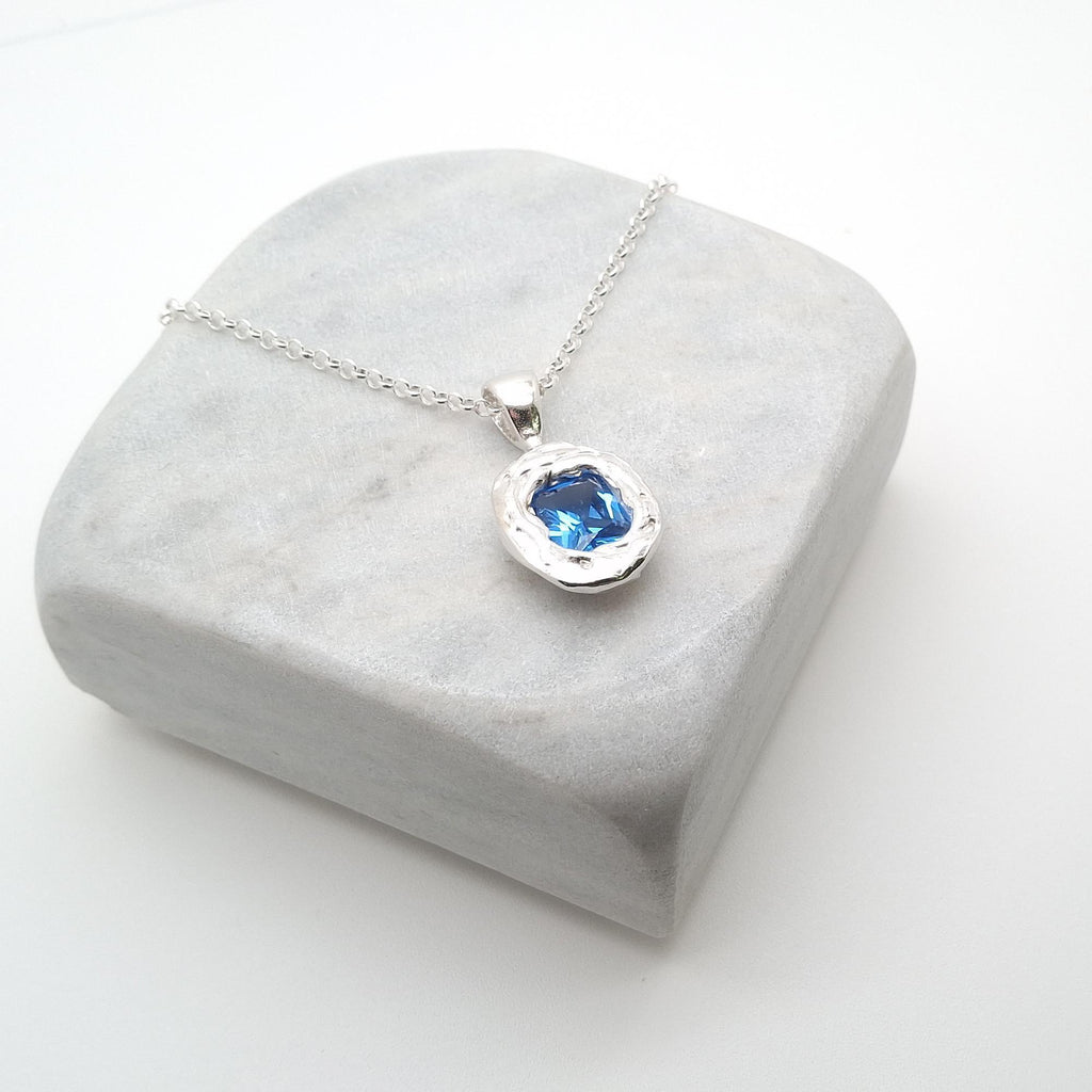 Ocean Wave Medallion | Deep Blue CZ Talisman, additional detail