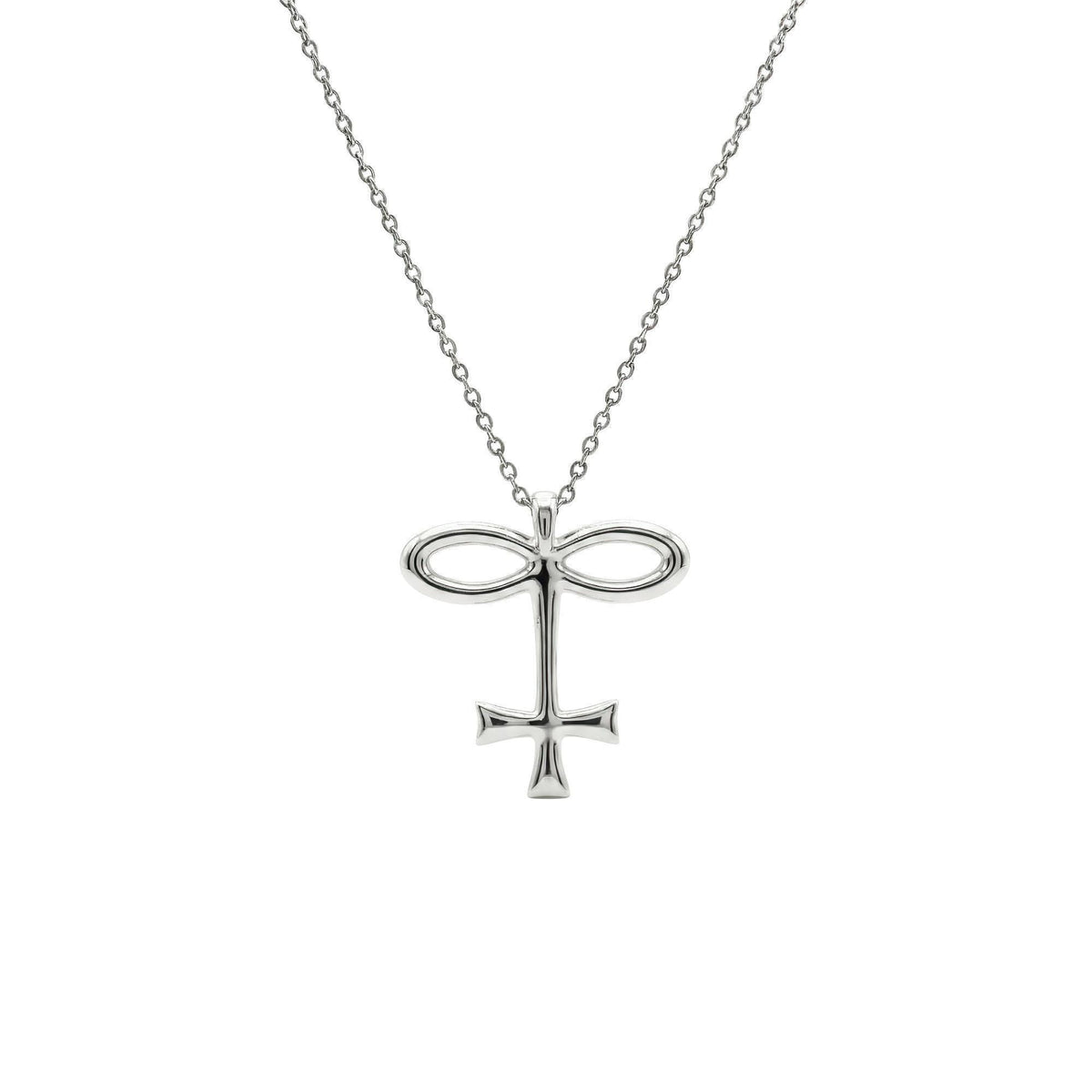 Alchemical Glass Symbol Necklace | Vitrum Pendant, in White Gold Plated finish