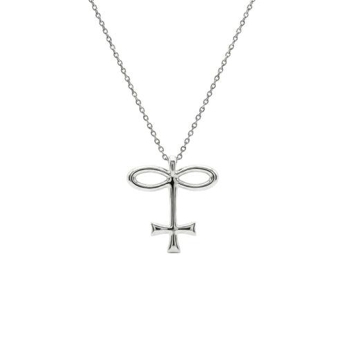 Alchemical Glass Symbol Necklace | Vitrum Pendant, in White Gold Plated finish