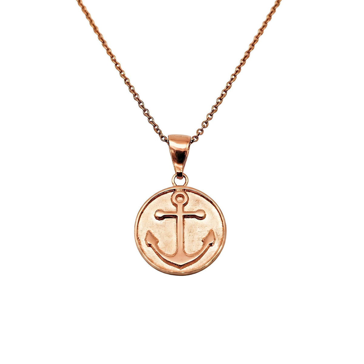 Anchor Medallion Necklace | Symbol of Hope & Stability, in Rose Gold Plated finish