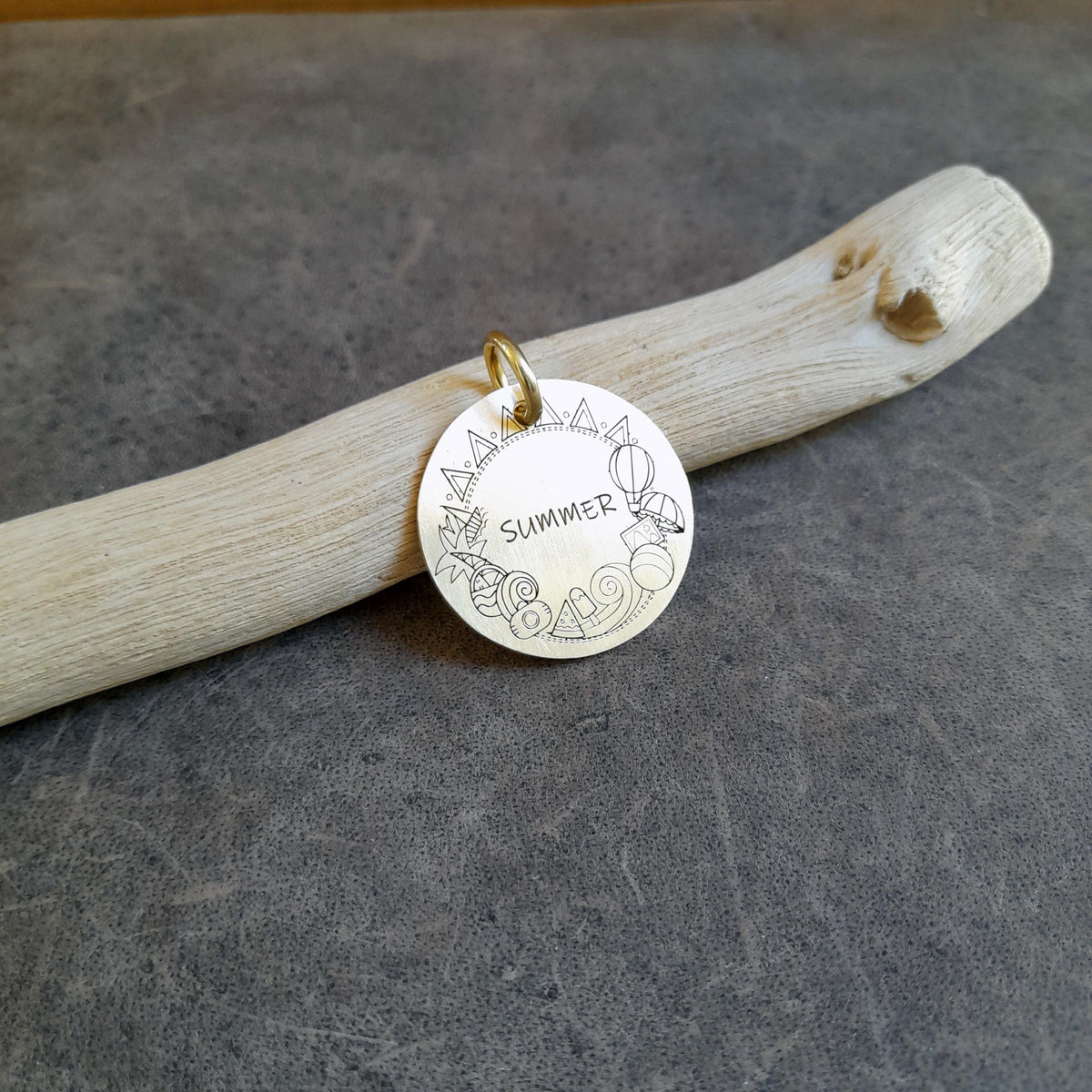 The Sweet Summer Token | Artisan Ice Cream Pet ID & Custom Engraved Dog Tag, close-up detail