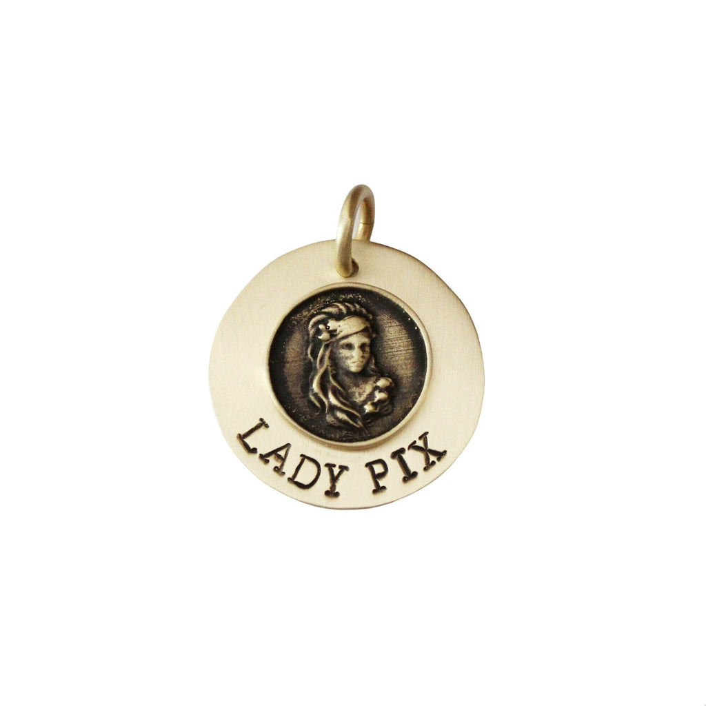 The Lady Sigil | Artisan Lady Pet ID & Custom Engraved Dog Tag, front view