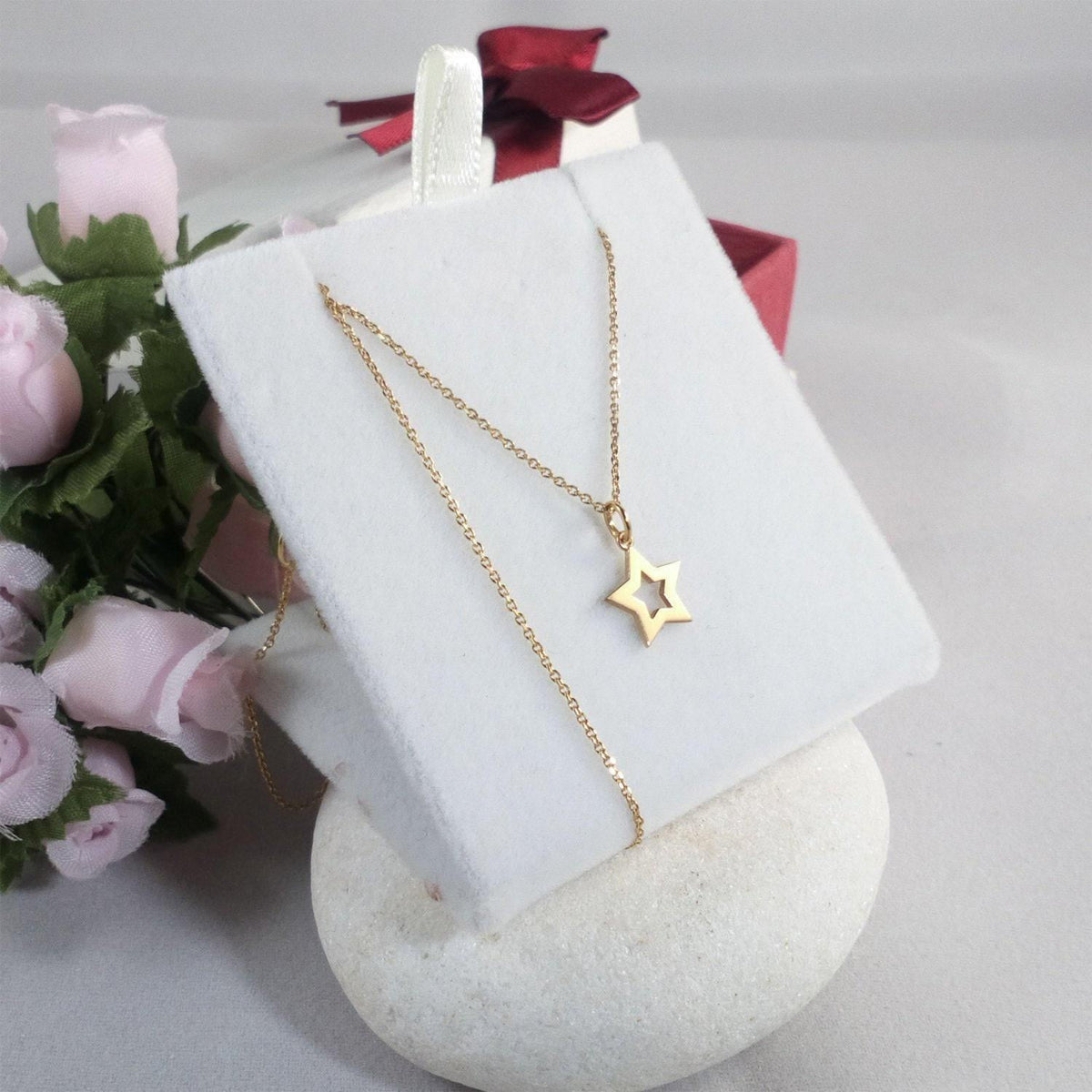 Star Charm Necklace | Solid Gold Celestial Talisman | 14K Heirloom Jewelry, additional detail