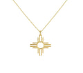 Zia Sun Necklace | Solid Gold Sacred Symbol Pendant | Southwestern Balance Talisman, in 9K Yellow Gold finish