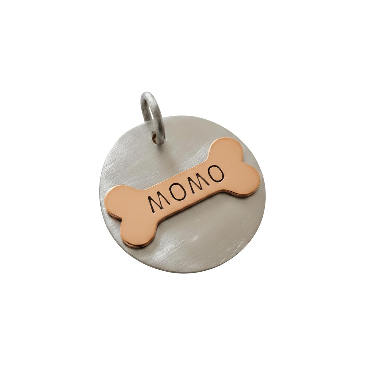 The Devotional Bone Token | Artisan Circular Pet ID & Custom Raised Motif Dog Tag, alternate angle