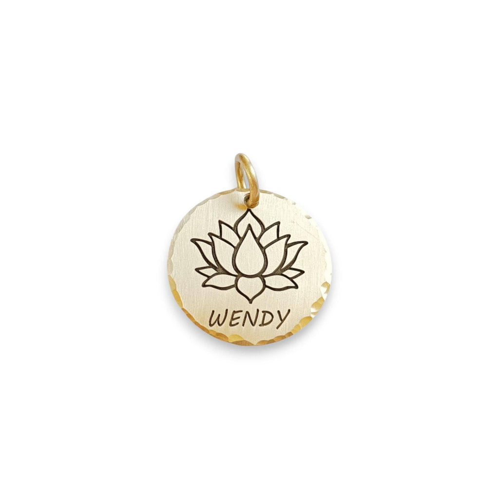 The Serene Lotus Token | Artisan Lotus Flower Pet ID & Custom Engraved Dog Tag, front view