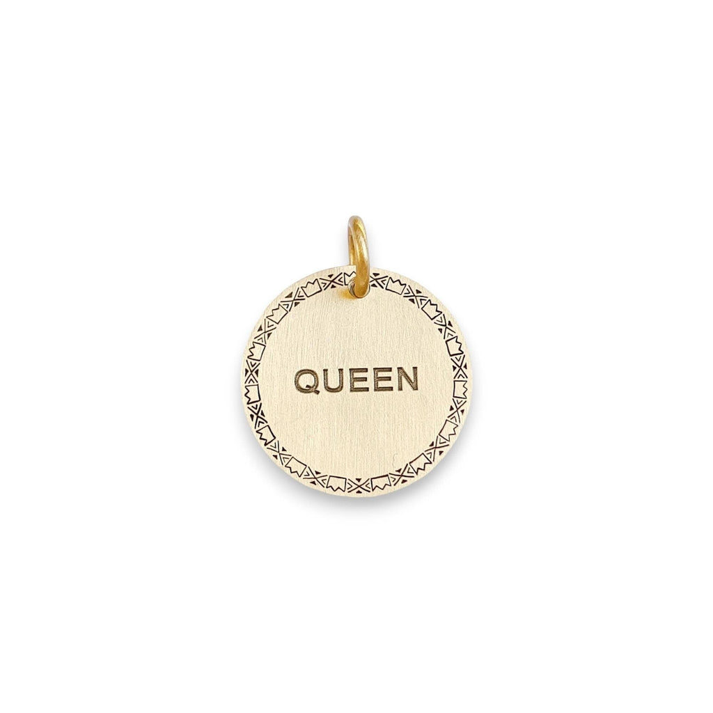 The Whimsical Queen Token | Artisan Boho Crown Pet ID & Custom Engraved Dog Tag, front view