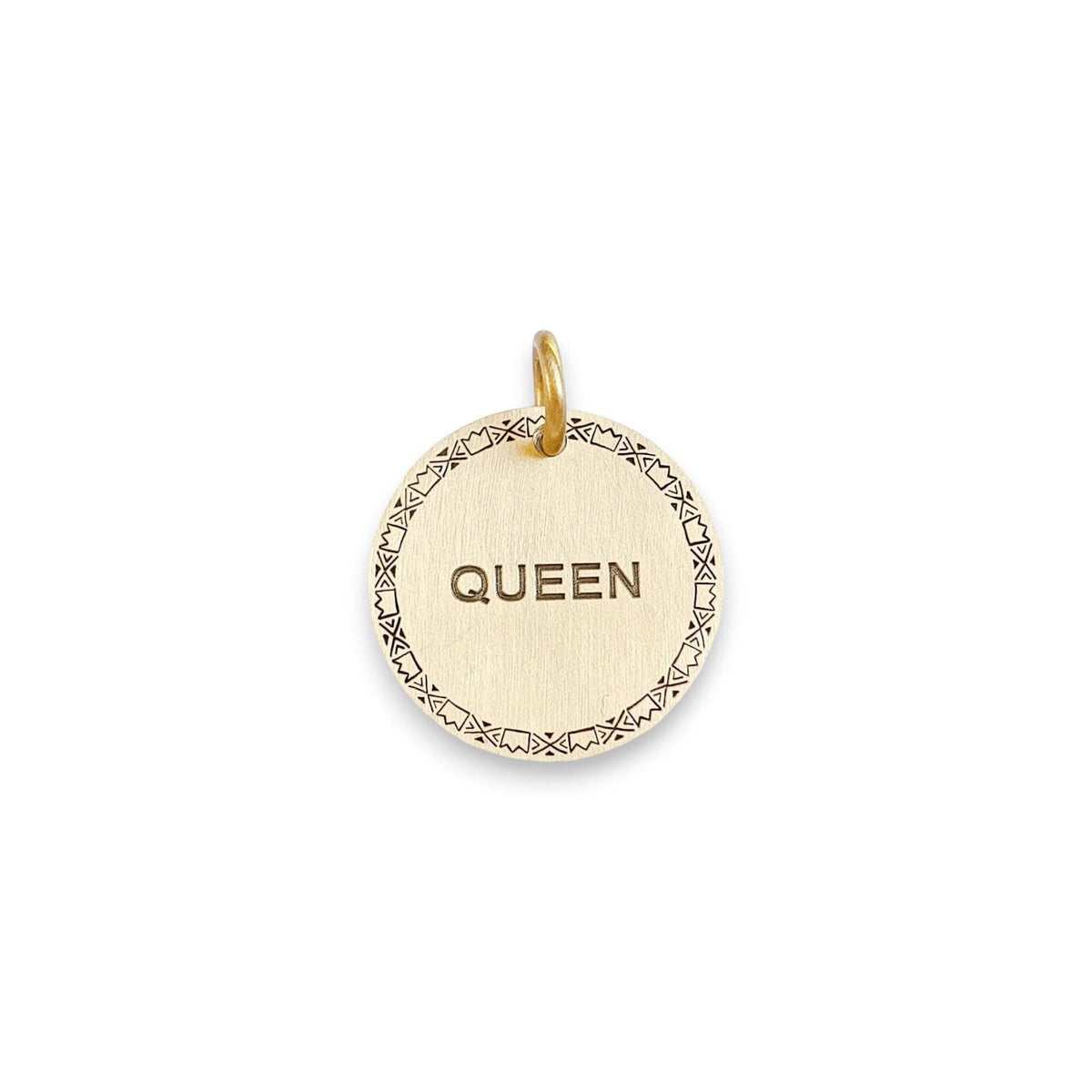The Whimsical Queen Token | Artisan Boho Crown Pet ID & Custom Engraved Dog Tag, front view