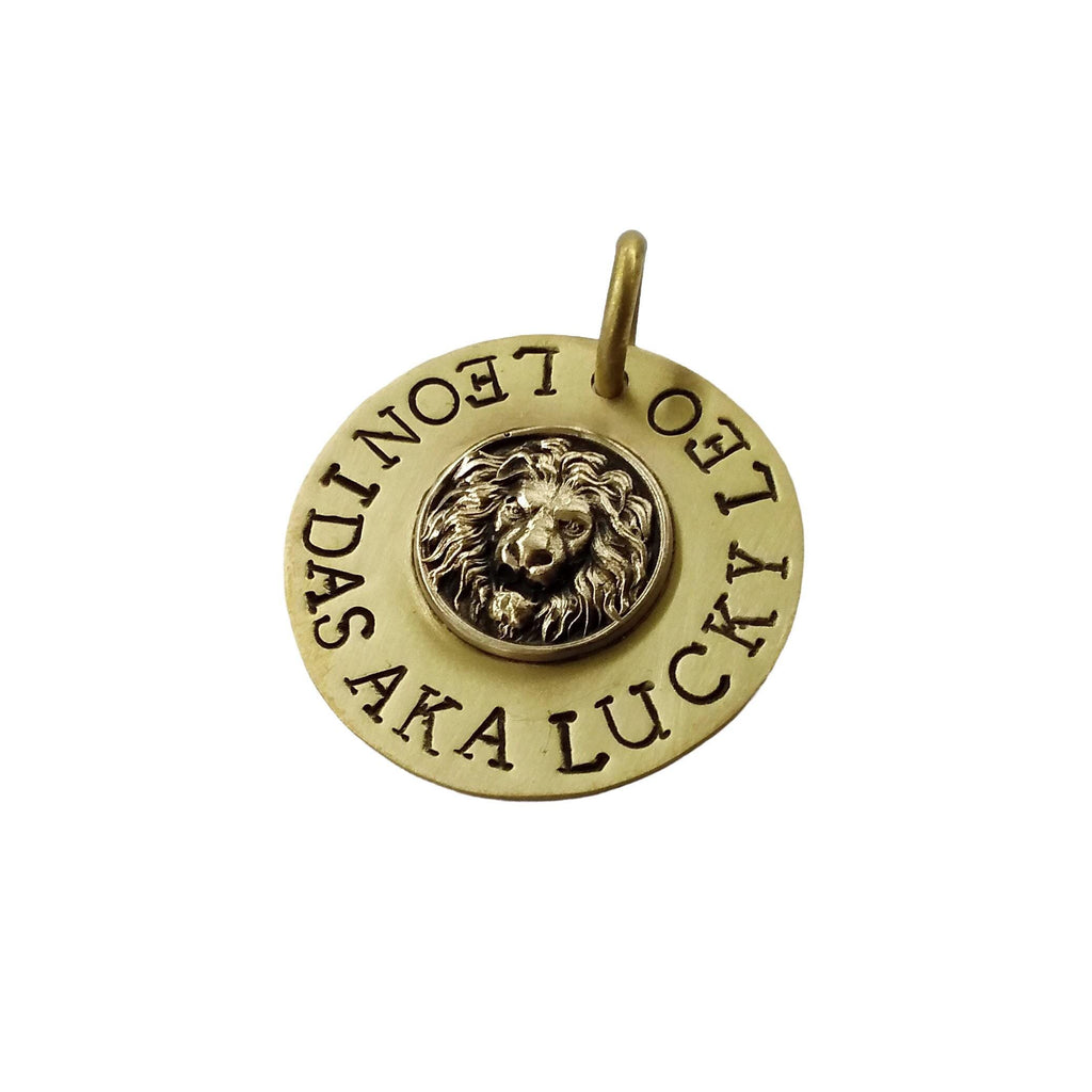 The Sovereign Lion Token | Artisan Lion Head Pet ID & Custom Raised Motif Dog Tag, close-up detail