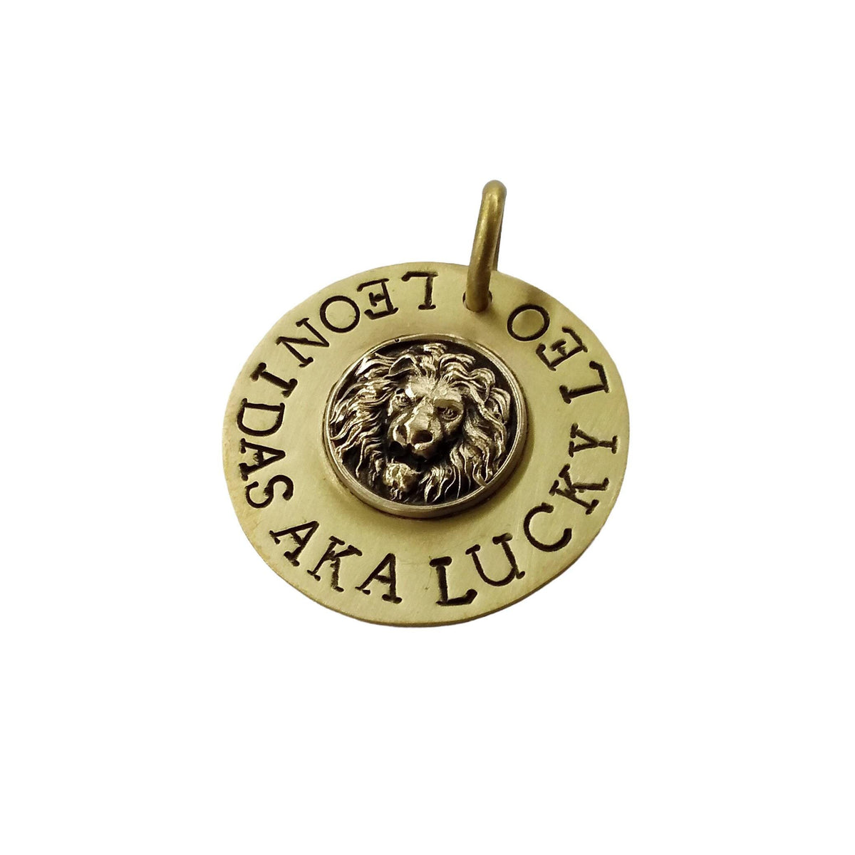 The Sovereign Lion Token | Artisan Lion Head Pet ID & Custom Raised Motif Dog Tag, close-up detail