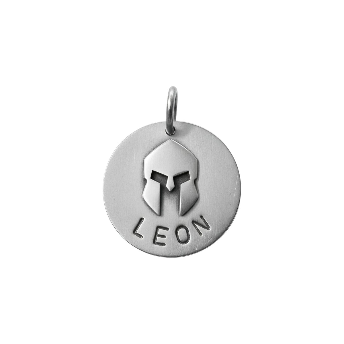 The Warrior's Shield Token | Artisan Spartan Helmet Pet ID & Custom Tag, front view