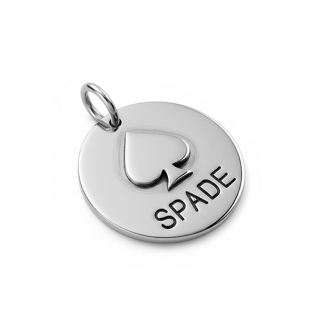 Personalized Spade Dog Tag | Custom Engraved Pet ID Collar Charm, alternate angle
