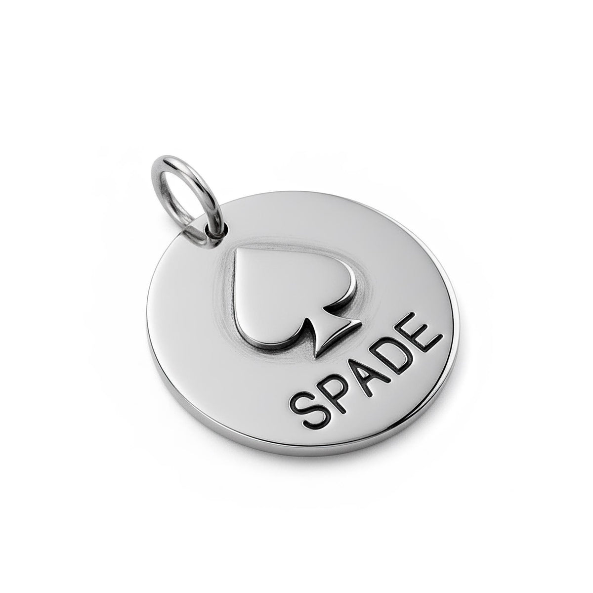 Personalized Spade Dog Tag | Custom Engraved Pet ID Collar Charm, alternate angle