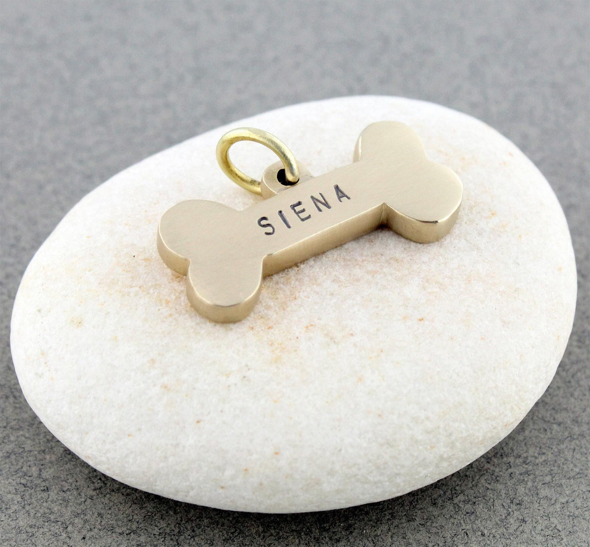 The Heritage Bone Token | Heavy-Gauge Solid Brass Custom Bone Dog Tag, alternate angle