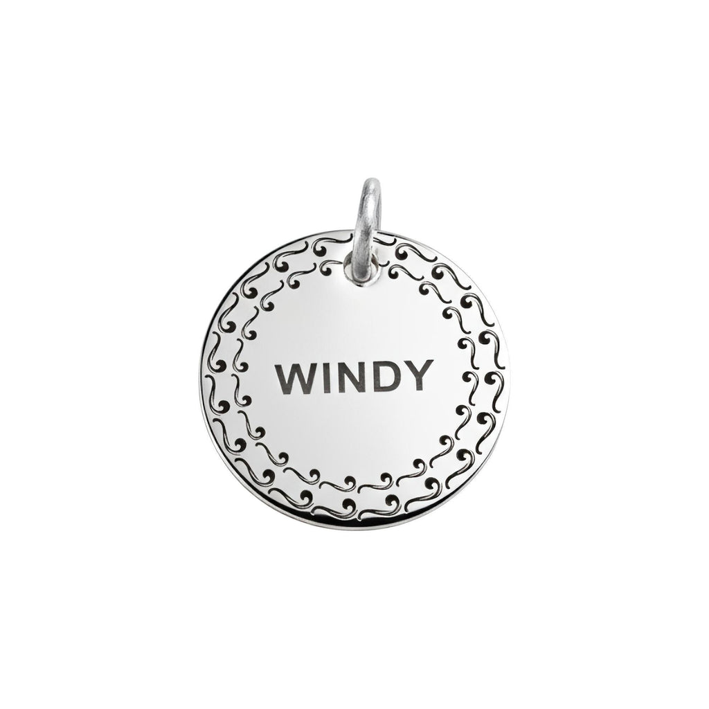 Personalized Silver Swirl Dog Tag | Engraved Swirl Pet ID Charm Sterling Silver | Custom Dog Collar Tag, close-up detail