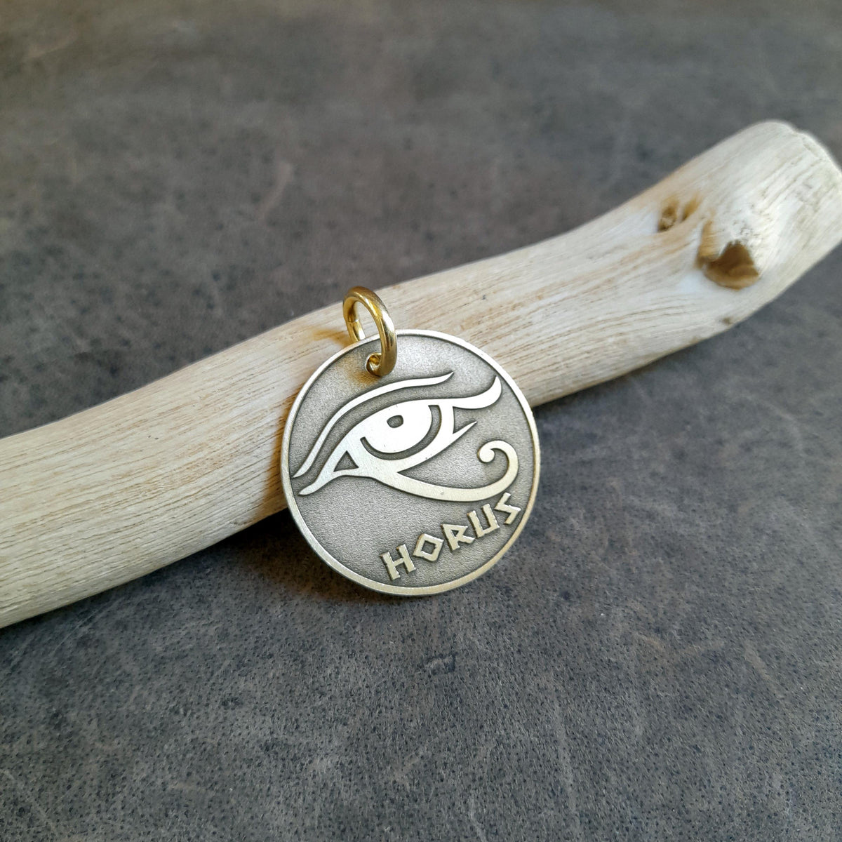 The Sentinel Token | Artisan Eye of Horus Pet ID & Custom Engraved Dog Tag, close-up detail