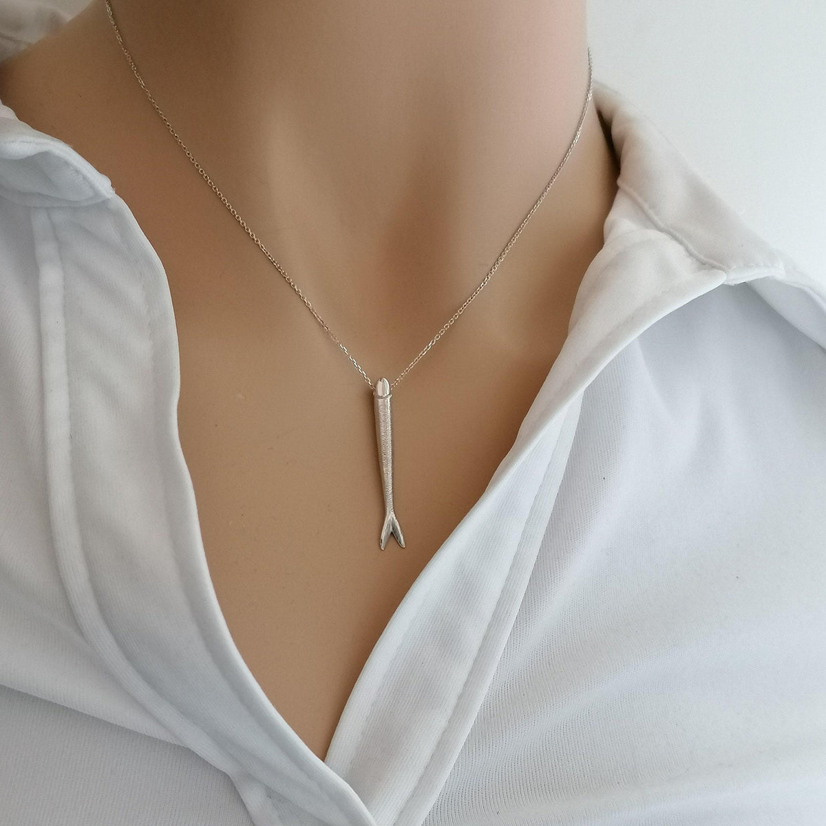 Sardine Necklace | Lucky Fish Talisman, alternate angle