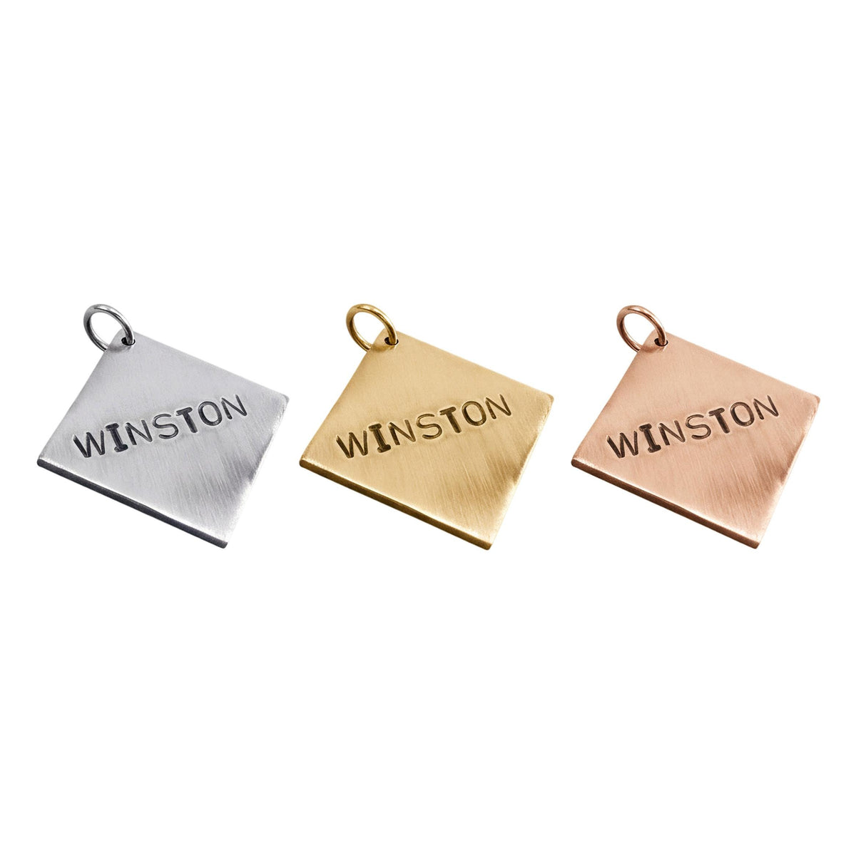 The Striking Rhombus Token | Artisan Geometric Pet ID & Custom Dog Tag, front view