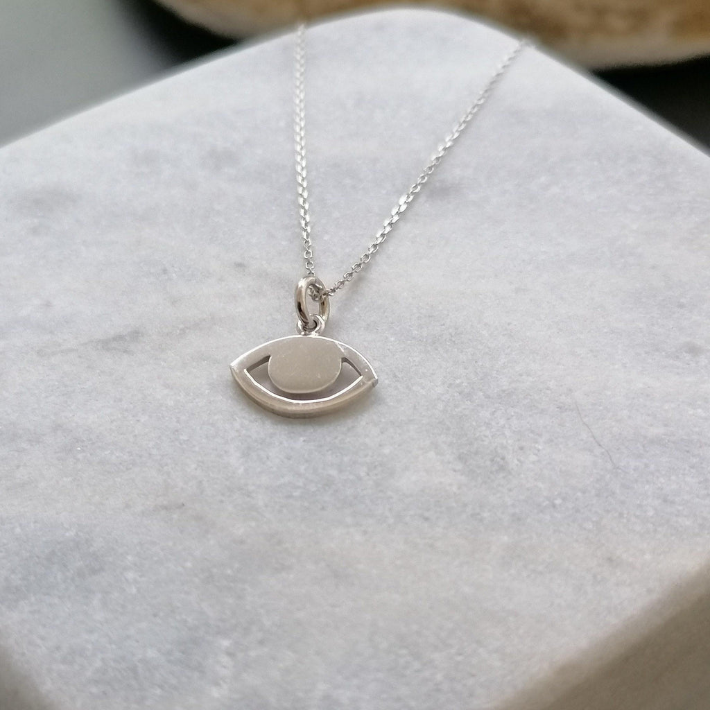 Evil Eye Charm Necklace | Protective Ward Talisman, close-up detail