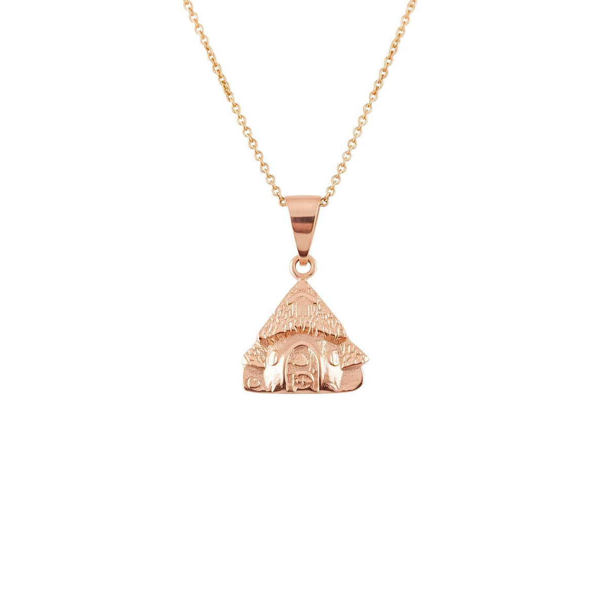 Mushroom House Necklace | Whimsical Forest Talisman, in Rose Gold Plated finish