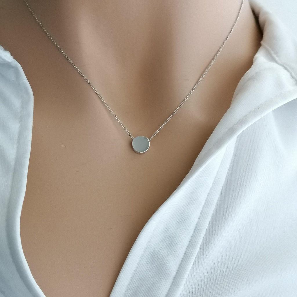 Dainty Karma Necklace | Simple Sterling Silver Circle Pendant | Minimalist Eternity Jewelry, alternate angle